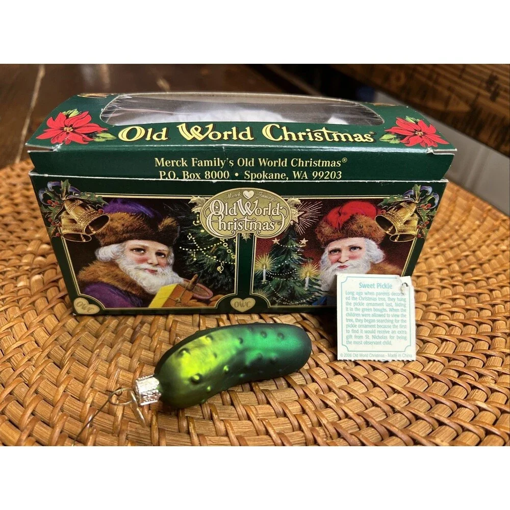 Old World Christmas Pickle Ornament The Merck Family Original Box 2001